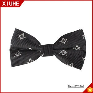 Custom Made Solid Black Fabric Masonic Cummerbund Belts Bow Tie Sets for Men
