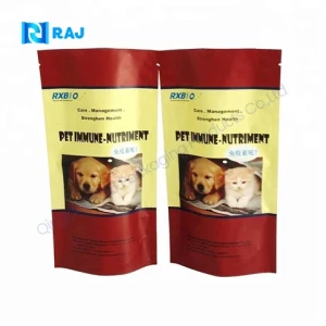 Custom Printed Biodegradable Plastic Stand Up Pouch Flat Bottom Dog Cat Rabbit Food Packaging bag for Pet Food