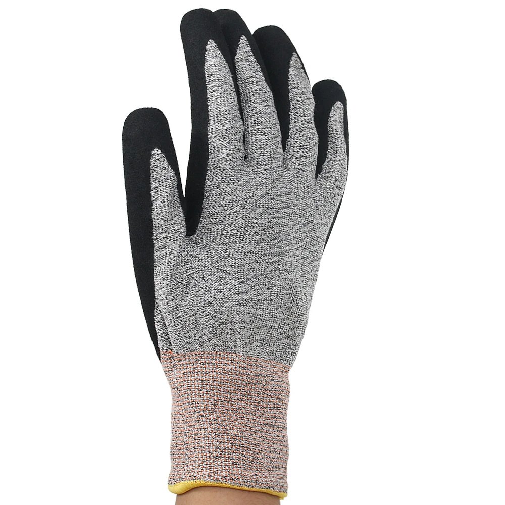 Custom touch screen industrial work gloves sandy nitrile coated 15g cut resistant electrical safety labor gloves