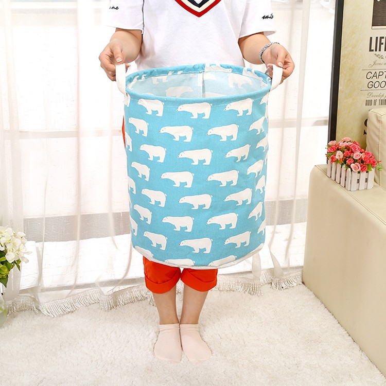 Customized folding waterproof fabric basket reusable home durable laundry basket