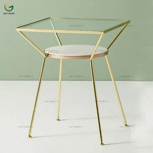 Customized metal framed glass decoration nightstand bedsides