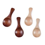 Cute Style Personalized Logo Coffee Bean Milk Salt Tea Sugar Measuring Wood Spoon With Short Handle