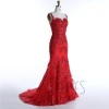 Designer One Piece Sexy Red Mermaid Prom Dress for Evening Party