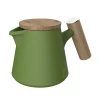 DHPO in stock tea pot set ceramic modern tea infuser stainless steel tea pot set with wooden handle