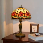 dia30cmCreative red tulip art lamp European Rural Restaurant Bar bedroom bedside lamp Tiffanys stained glass table lamp