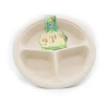 Disposable healthy material bamboo fiber 3 compartments dinner Plate with biodegradable