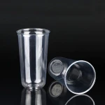 disposable recyclable plastic pet  u shape 500ml bubble tea cup for beverage