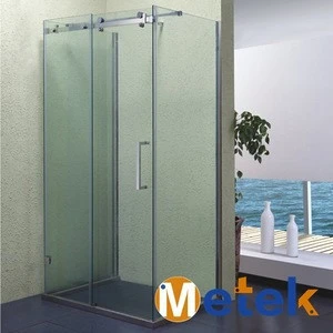 Double sliding glass shower doors with stainless steel hardwares