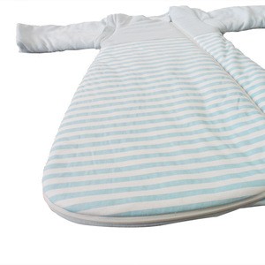 Eco-Friendly cotton striped long sleeve de-attachable baby sleeping bag
