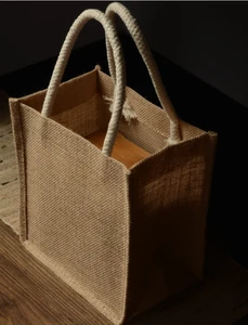 Eco-friendly Natural Jute Shopping Tote Bag with Cotton Rope
