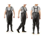 economic fitted pvc chest high waders being used as waterproof river workwear
