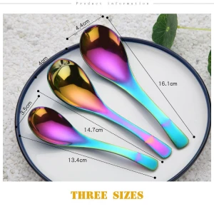 edible stainless steel metal mirror polish earl spoons royalty line colored dinner spoon