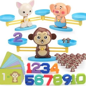 Educational Match Game Balancing Scale Monkey Balance Math Game Frog Balance Counting Toys for Kids Educational Number Toy