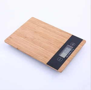 electronic kitchen scale with wooden weighing platform
