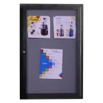 Enclosed Wall Mounted Lockable Notice With Glass Door Cork Aluminum Frame Bulletin Board