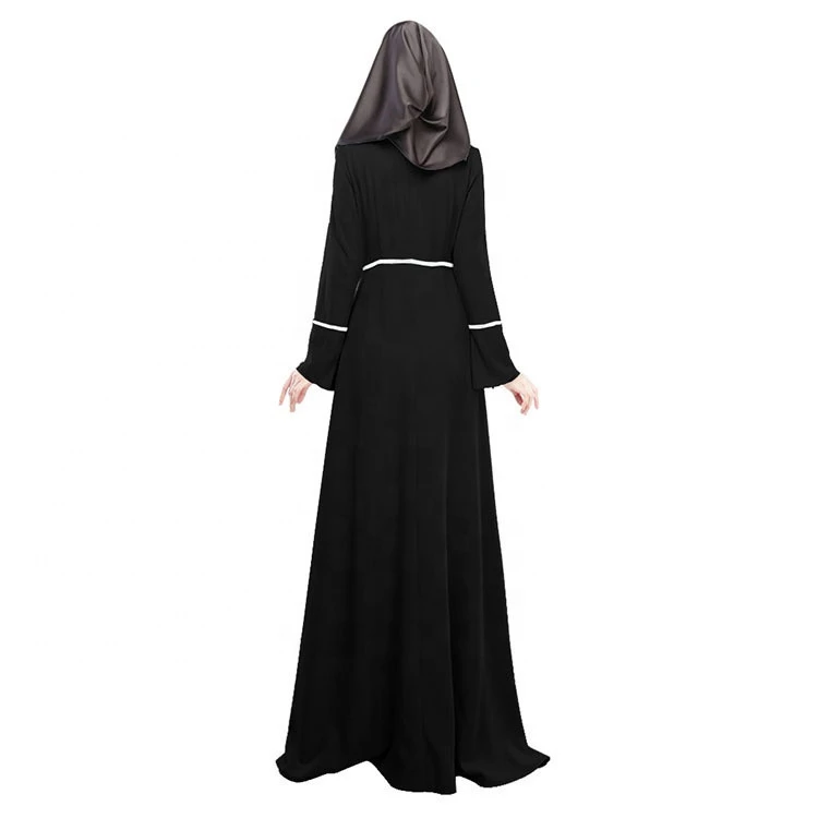 Ethnic Plain Black Abaya Kaftan Long Dubai Islamic Clothing Modern Muslim Dress For Women