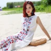 Ethnic style dress summer was thin loose embroidery long sleeve maxi dress