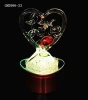 Europe popular LED glass heart flower crafts with base