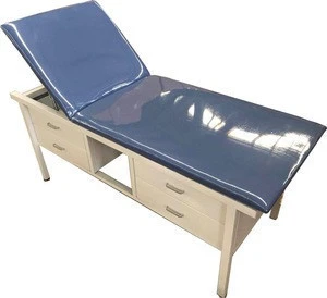 Examination Couch with Backrest adjustable, Epoxy coated examination bed with drawer,clinic examination table