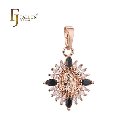 F86201271 FJ Fallon Fashion Jewelry Saint Matrona Pendant Plated In Rose Gold Brass Based