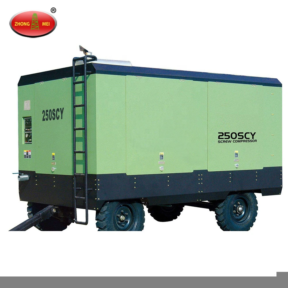Factory Direct Sale Towable Twin Diesel Screw Air Compressor For Water Well Drilling Rig Machine