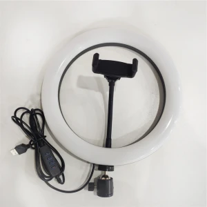 Factory price 25cm Round Base Desktop Mount 10 inch  LED ring light with 2M tripod stand and Phone Clamp