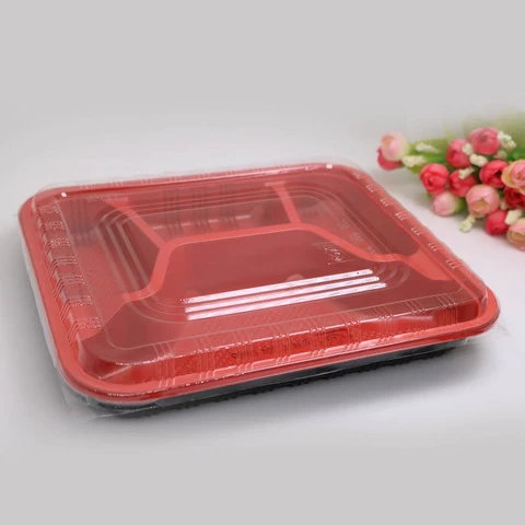 Factory Supplier Food Take Out Packaging Disposable 4 Compartment Plastic Lunch Boxes Food Container