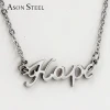 Fashion Jewelry gifts Custom Letter Hope Shaped Stainless Steel Pendant Necklace