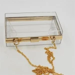 Fashion luxury crystal bridal clear acrylic box clutch bag women wedding evening handbag purse clutch bag