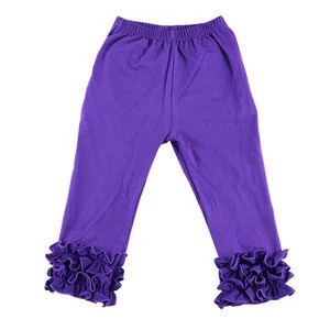 Fashion solid color kids pants ruffle girl long pants wholesale toddler girl ruffle pants