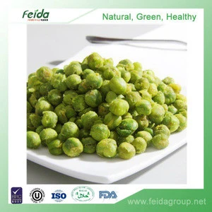 FDA/BRC/Halal/Kosher fried wasabi coated green peas green bean snacks