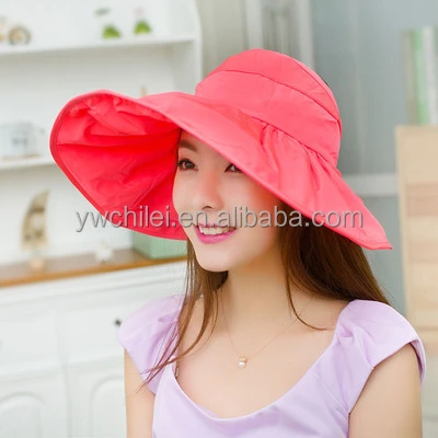 Female Sunscreen Beach  Visor Foldable Chapeau Wide Hat