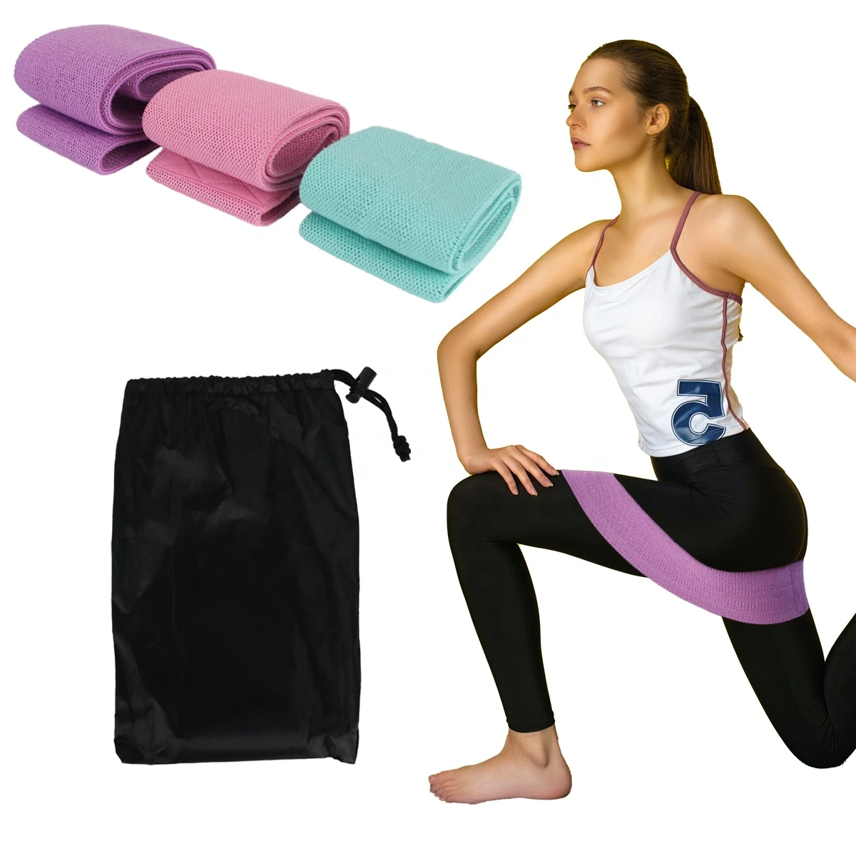 Fitness Exercise Elastic Latex Fabric Loop Hip Resistance Band