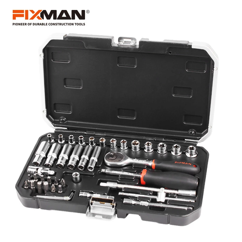 FIXMAN 42 PC 1/4  inch Tools Box CRV  Mechanic Tools set Socket Set
