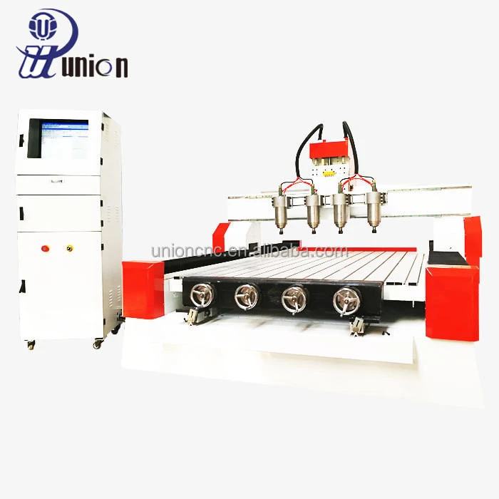 Flat Engraving and Rotary Engraving 4 Axis Multi Heads Woodworking Cnc Router 3kw Water Cooling Spindle Ncstudio Control System
