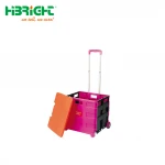 Folding Boot Cart Shopping Trolley Fold Up Storage Box with Wheels Crate Foldable