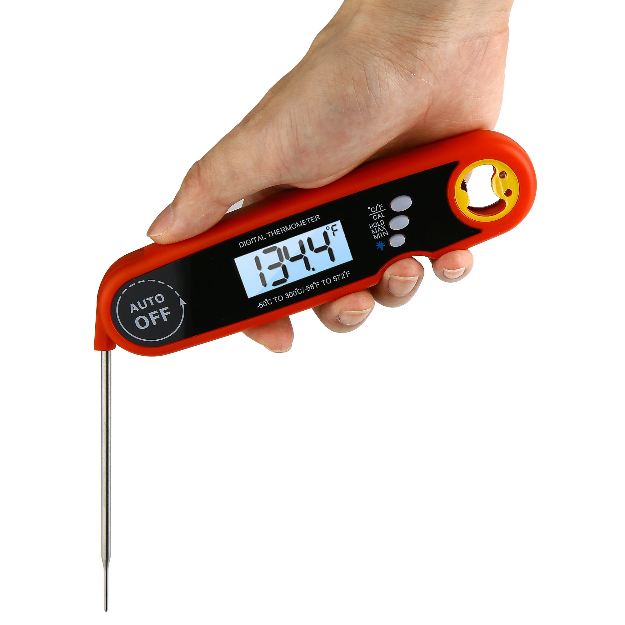 Folding Waterproof IP67 Digital Instant Read BBQ Meat Cooking Thermometer With Bottle Opener and Backlight