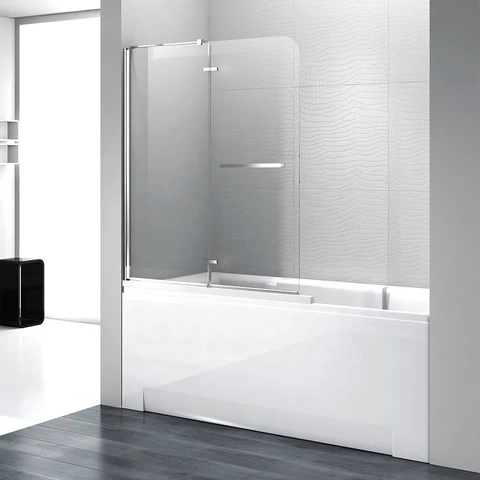 Foshan Kamali Factory Price Customizable Frameless Tempered Glass Bathtub Pivot Shower Door, Bathtub Shower Screen