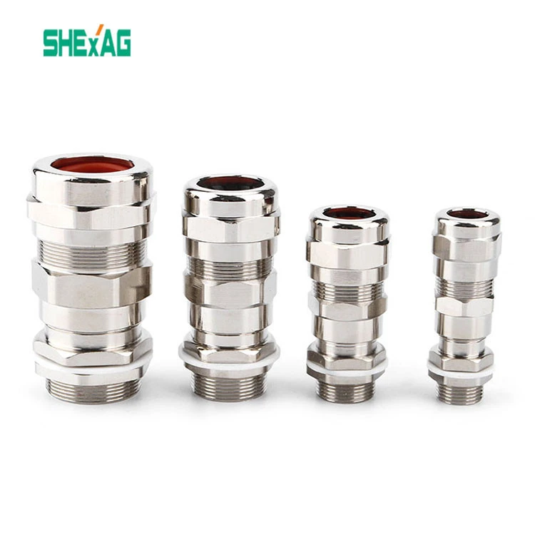 Free Sample Ip68 Iecex Atex Certified Explosion Proof Stainless Steel Industrial Brass Metal Cable Gland Connector with SANHUI