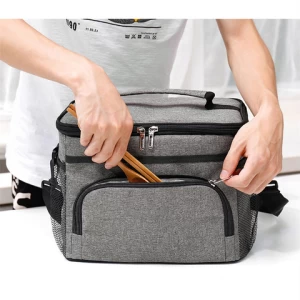 Frosted Oxford Fabric Large Compartment Adults Lunch Box Work Office Camping Picnic Can Cooler Bag for Food Beer Wine