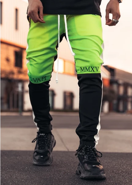 Fusion Color With Side Strips Ankle buttons Sports zipper men design Track Pants
