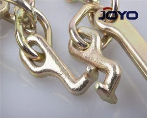 G70 US type truck tow chain with double J hooks and T hooks , yellow galvanized