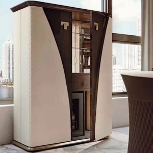 genuine leather vitrine glass living room luxury modern wine cabinets