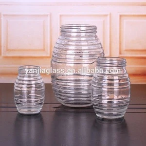 Glass honey jars 90ml/200ml/750ml with screw top lids honeycomb glass Jar