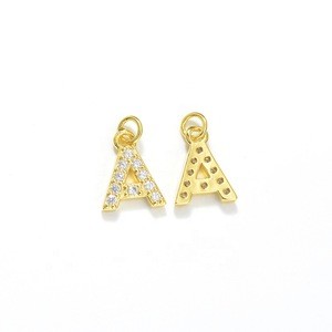 Gold &amp; Platinum Plated CZ Micro Pave Findings Letter A Pendant Charm Alphabet Letter Charms For Necklace Bracelet Jewelry Making
