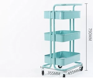 Good quality Antique Appearance hot sale high quality steel Specific Use 3 layers storage cart with casters trolley