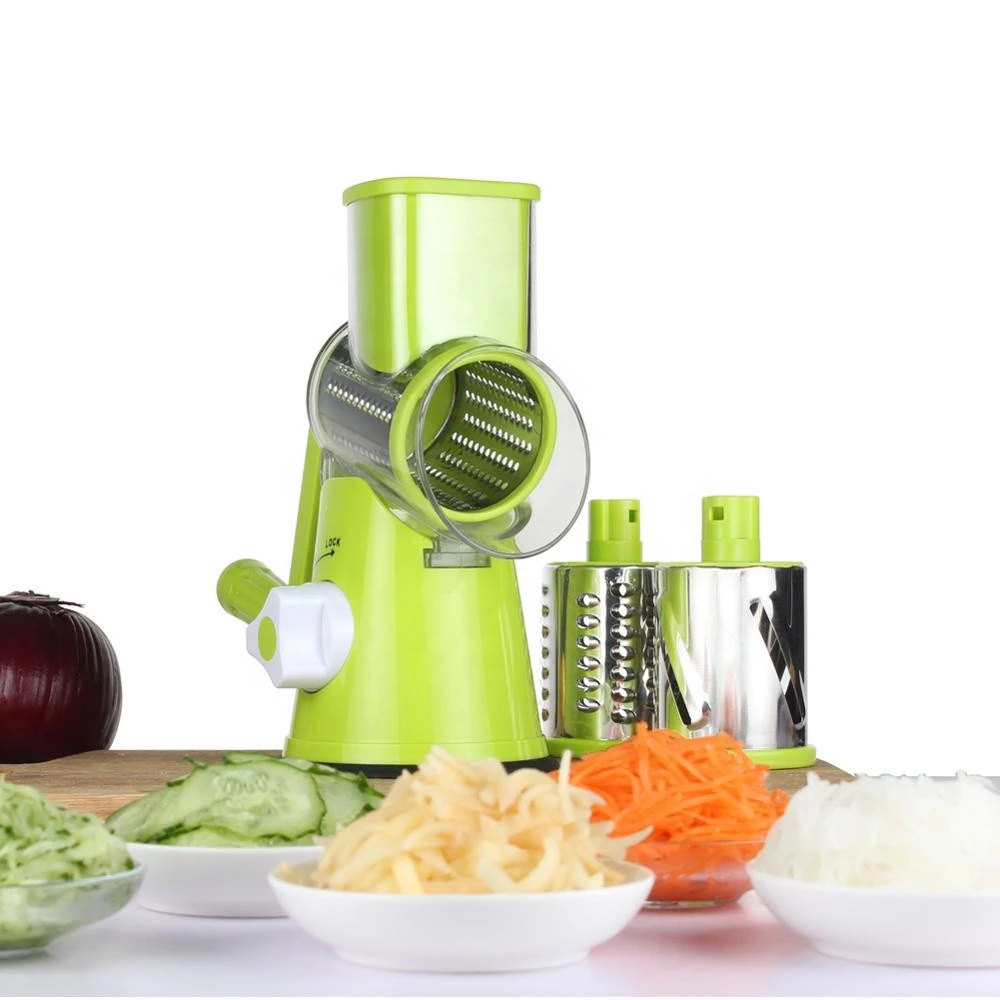 Green multi manual kitchen round vegetable cutter slicer cheese grater clever spiral cutter for home use