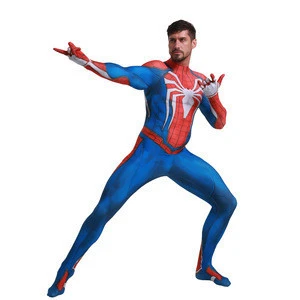 Halloween Lycra Spandex zentai costume red blue Spiderman latex costume fancy suit