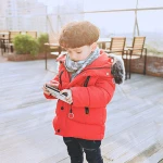Hao Baby Children Thick Cotton Jacket Boys And Girls Korean Version Of The Children Solid Color Large Fur Collar Baby Down Coat