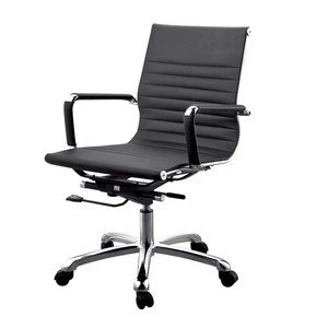 HE56 Comfort high quality visitor conference ribbed leather office chair Foshan